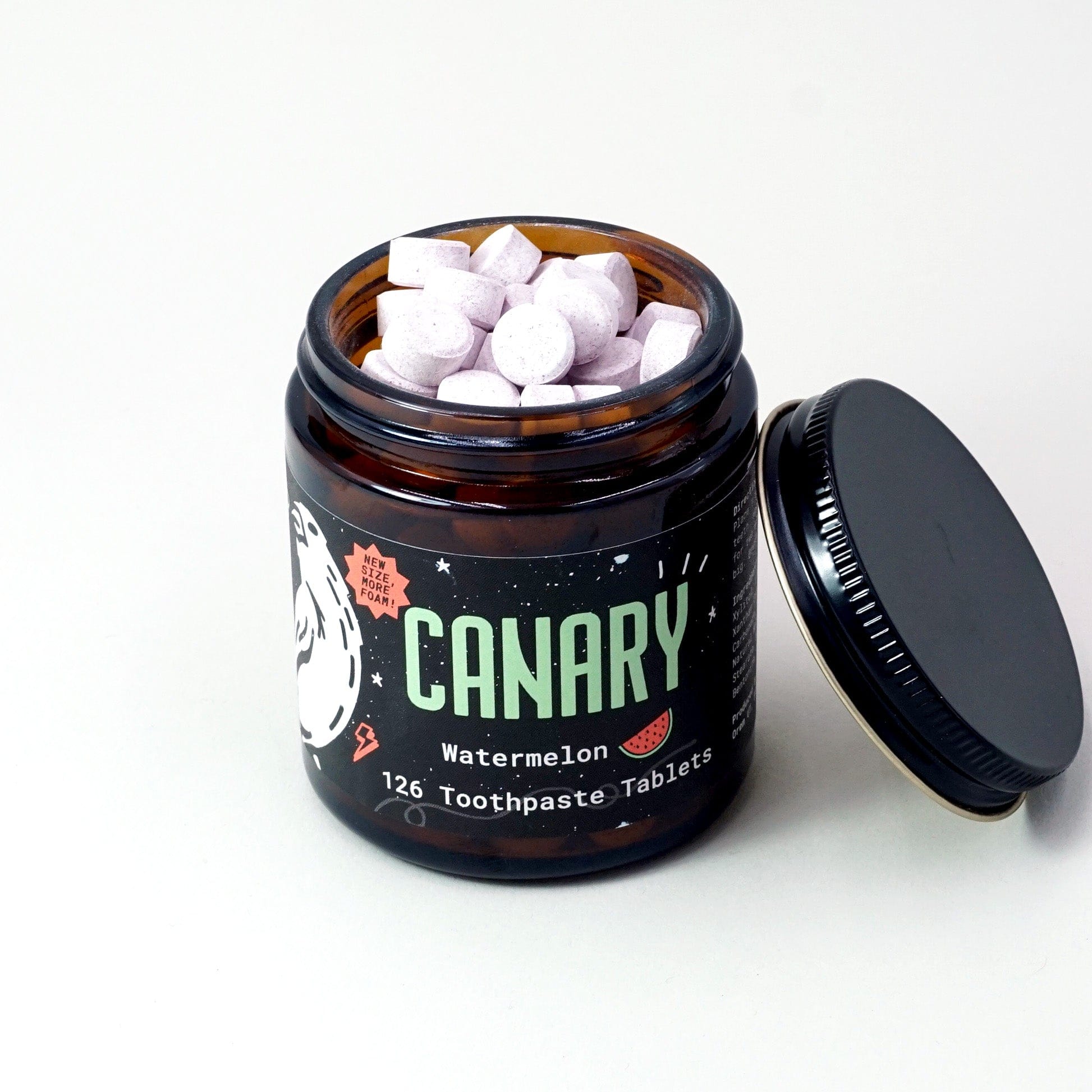 Canary Toothpaste Tablets 2 month supply jar - 126 tablets Watermelon Toothpaste Tablets