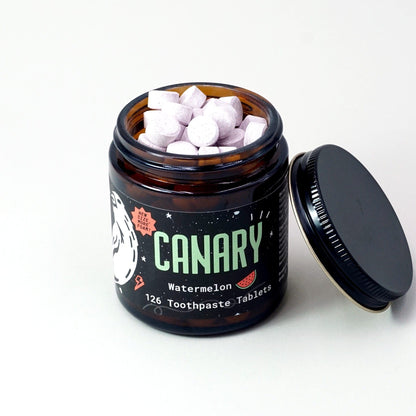 Canary Toothpaste Tablets 2 month supply jar - 126 tablets Watermelon Toothpaste Tablets