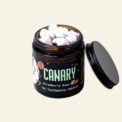 Canary Toothpaste Tablets 2 month supply jar - 126 tablets Strawberry + Kiwi Toothpaste Tablets