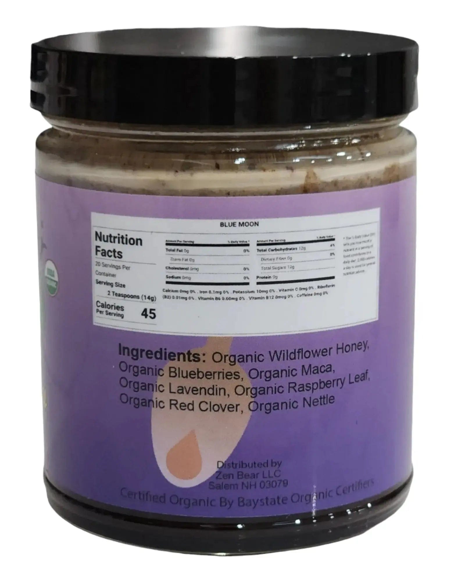 Zenbear Honey Tea simple Blue Moon Honey Tea – Organic Blueberry Lavender Blend for Calm &amp; Clarity (10 oz)