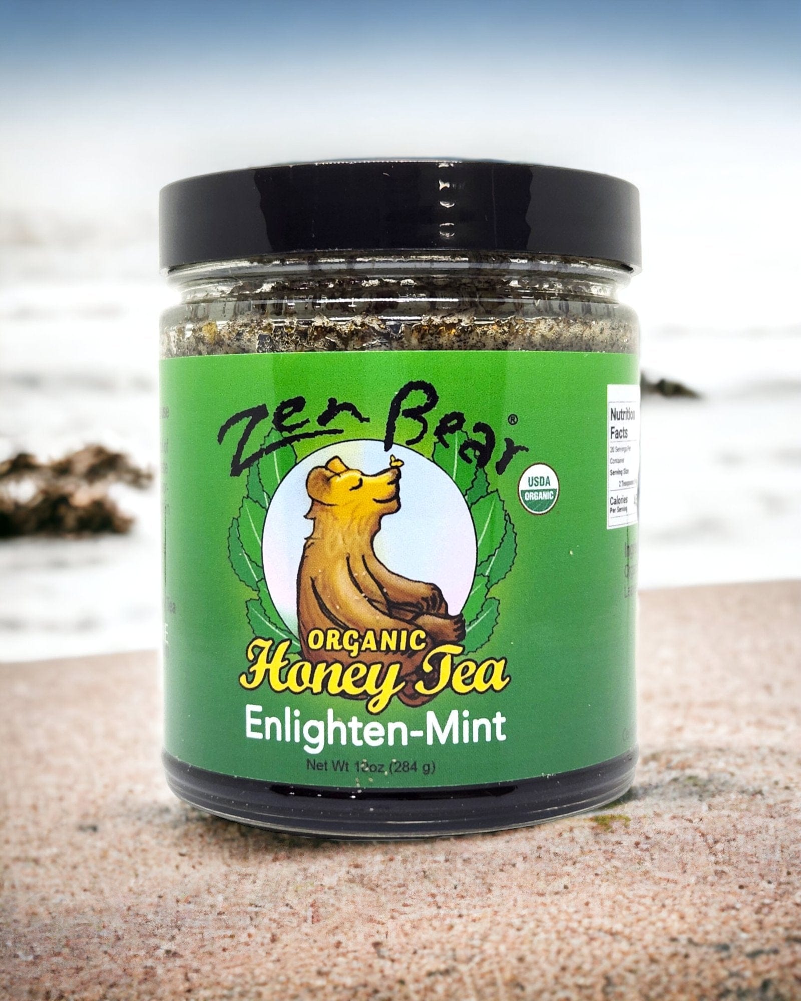 Zenbear Honey Tea simple Enlighten Mint Honey Tea – Organic Mint Blend for Focus &amp; Freshness (10 oz)