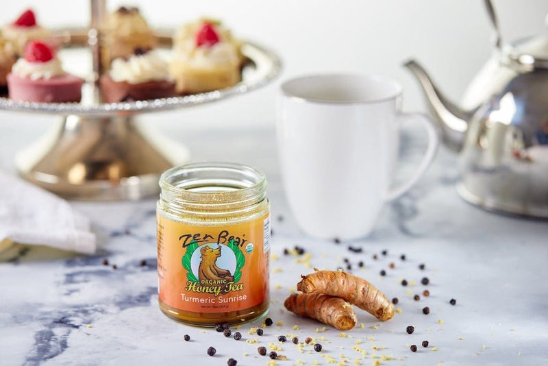 Zenbear Honey Tea simple Award-Winning Organic Turmeric Sunrise Honey Tea – Golden Blend for Inflammation & Gut Health (10 oz)