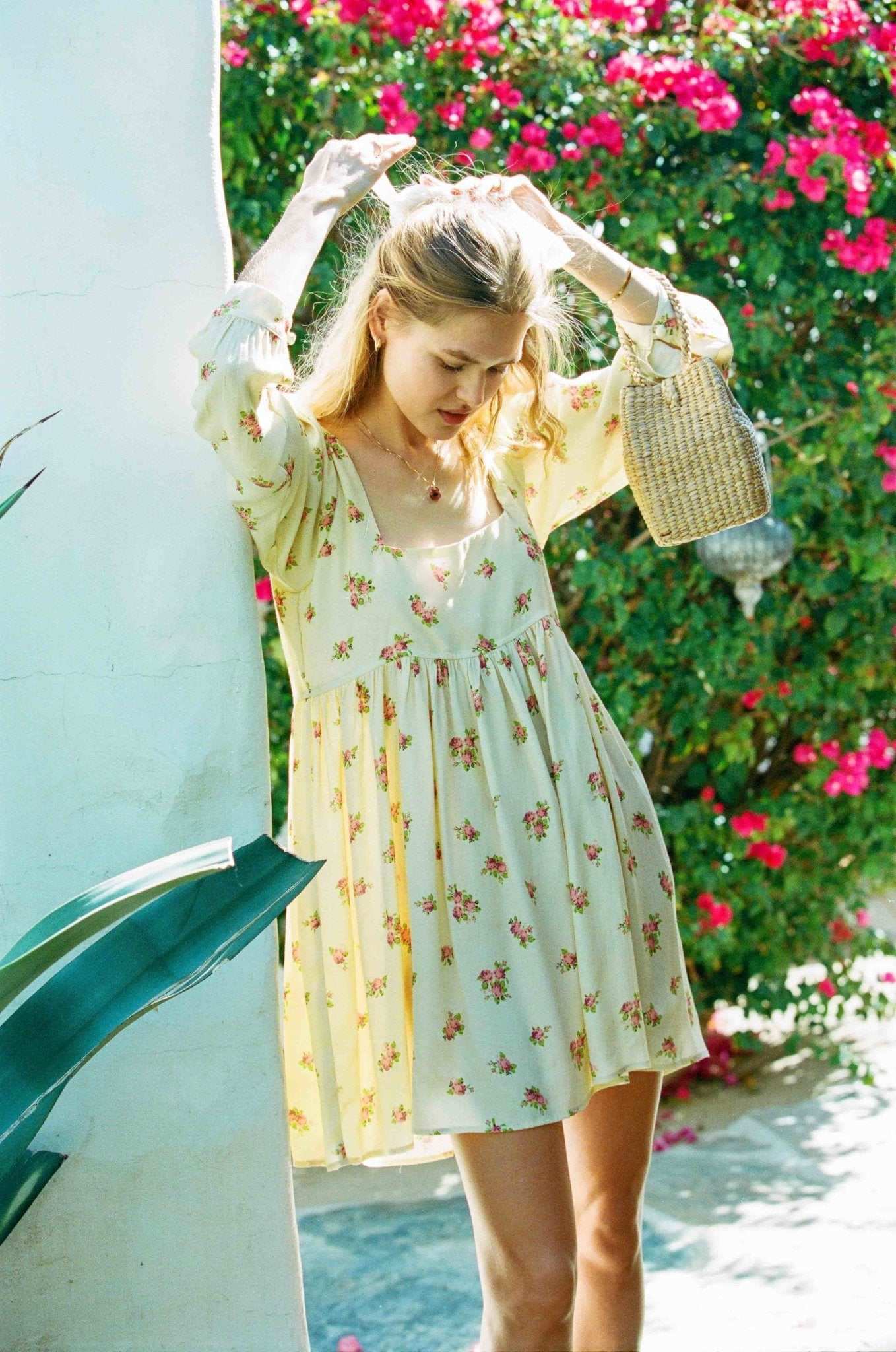 Palmer Vintage Floral Dress - Yellow