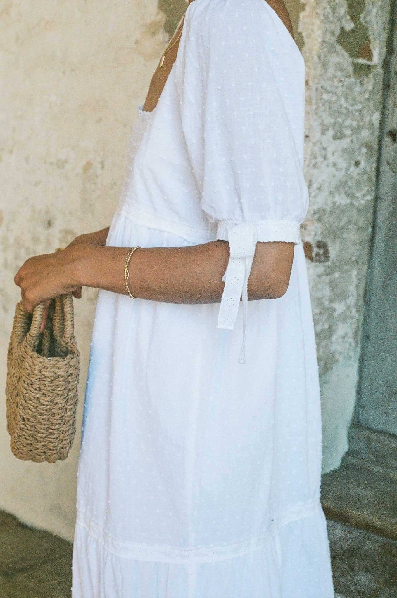 Parker Swiss Dot Lace Dress - White