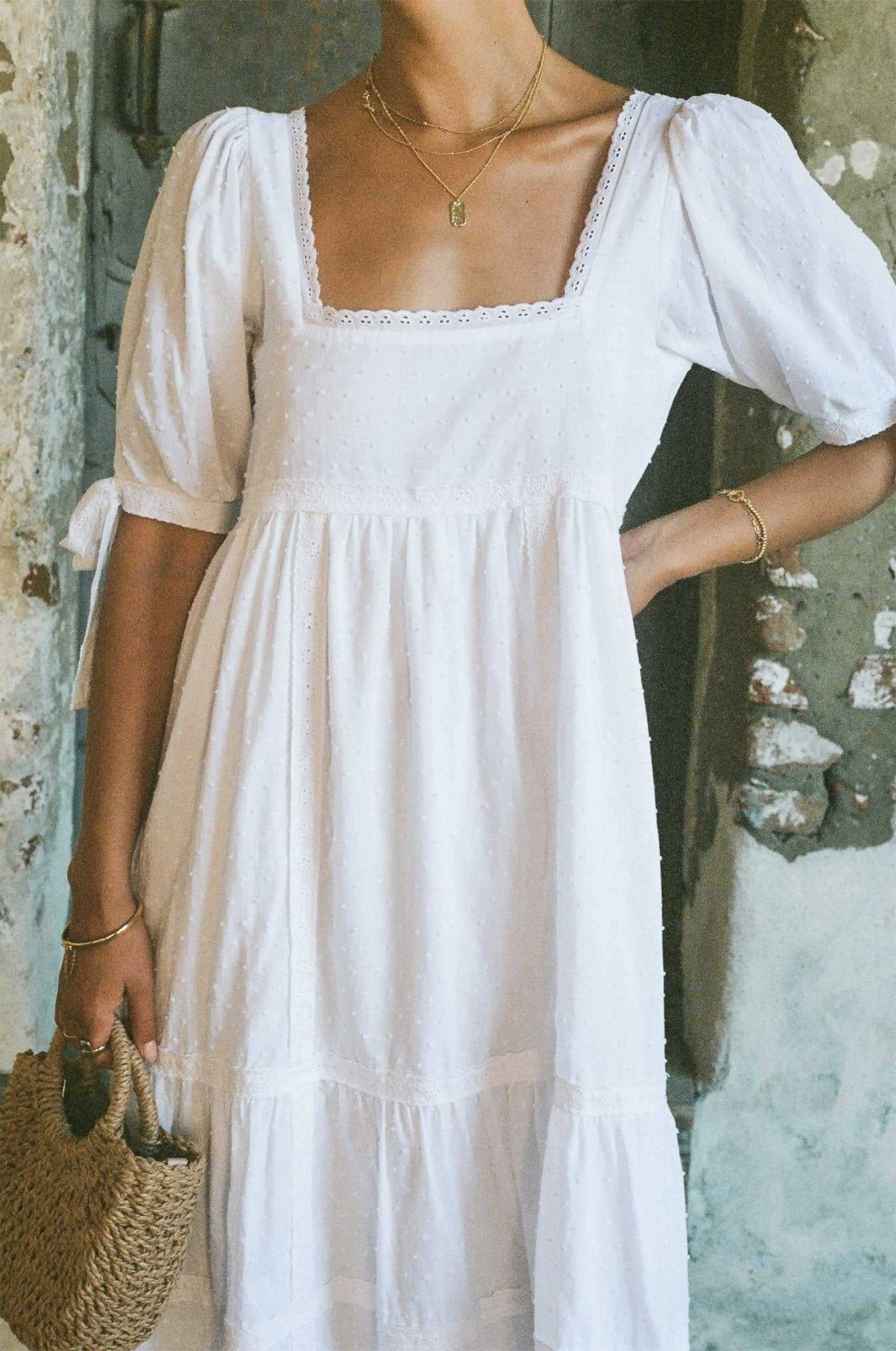 Parker Swiss Dot Lace Dress - White