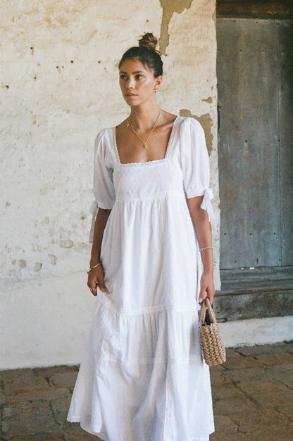Parker Swiss Dot Lace Dress - White