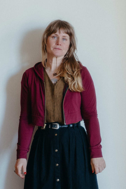 Field Day Hoodie Cropped Hoodie In Merlot