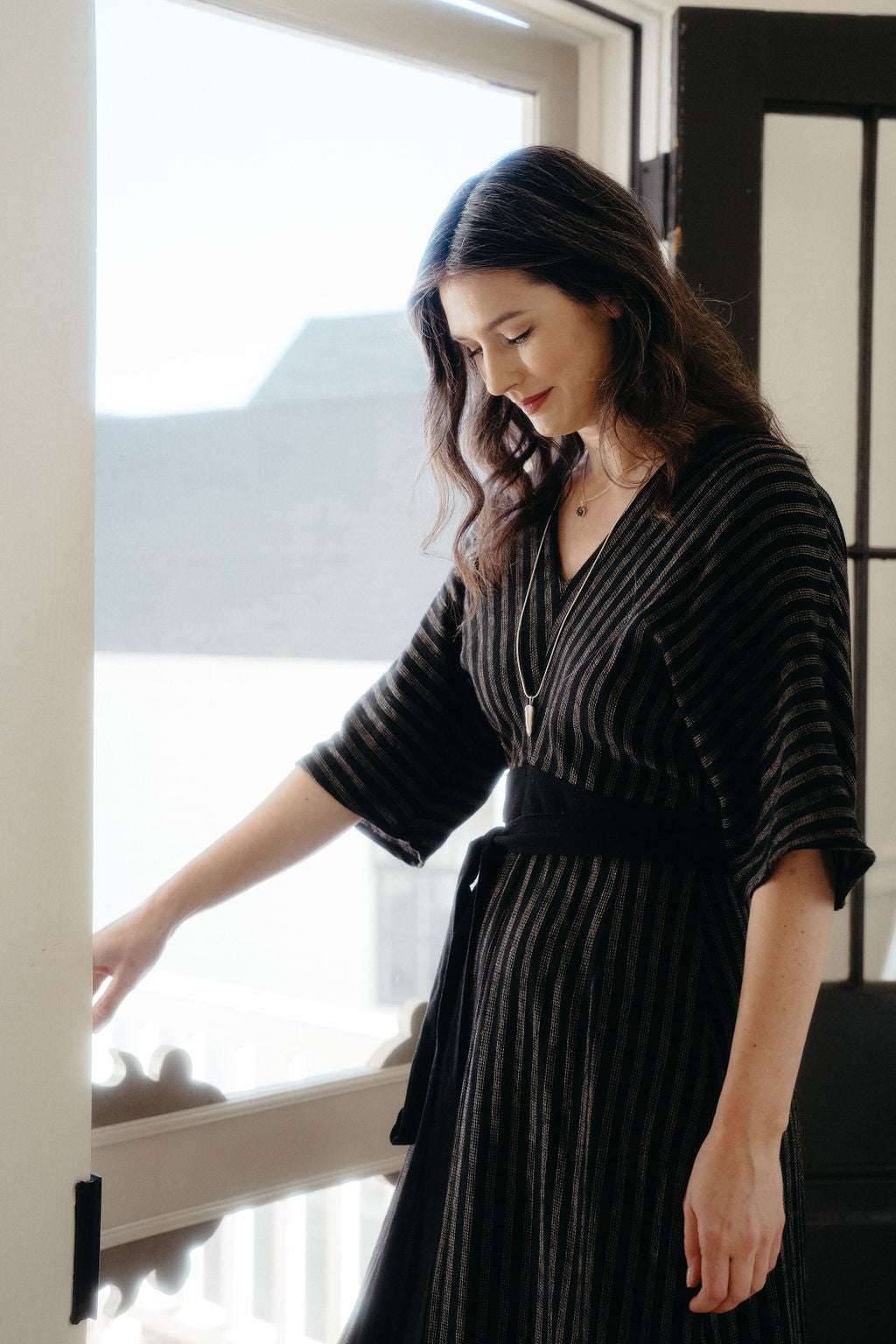 Field Day Dress Diana Dress in Black 2 Tone Stripe Cotton