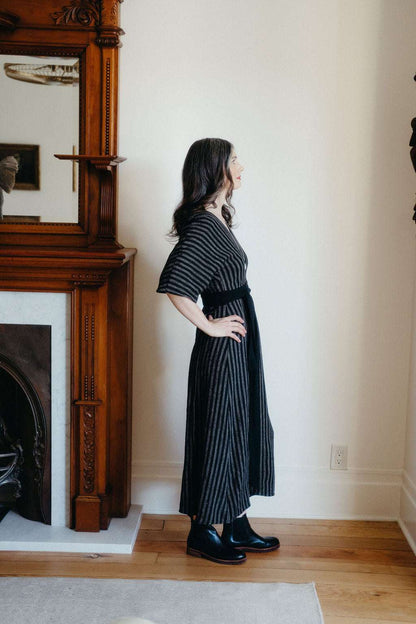 Field Day Dress Diana Dress in Black 2 Tone Stripe Cotton
