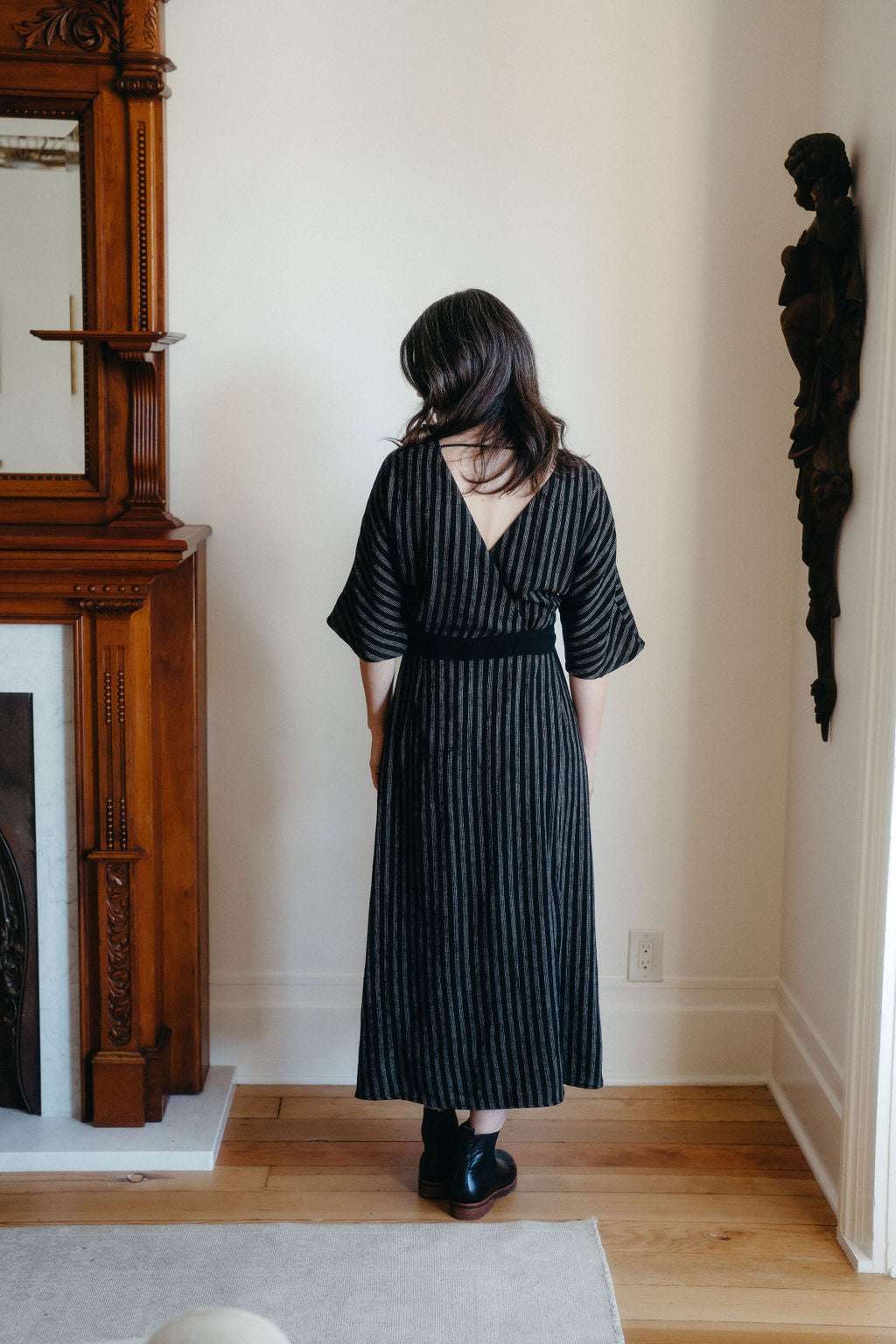 Field Day Dress Diana Dress in Black 2 Tone Stripe Cotton