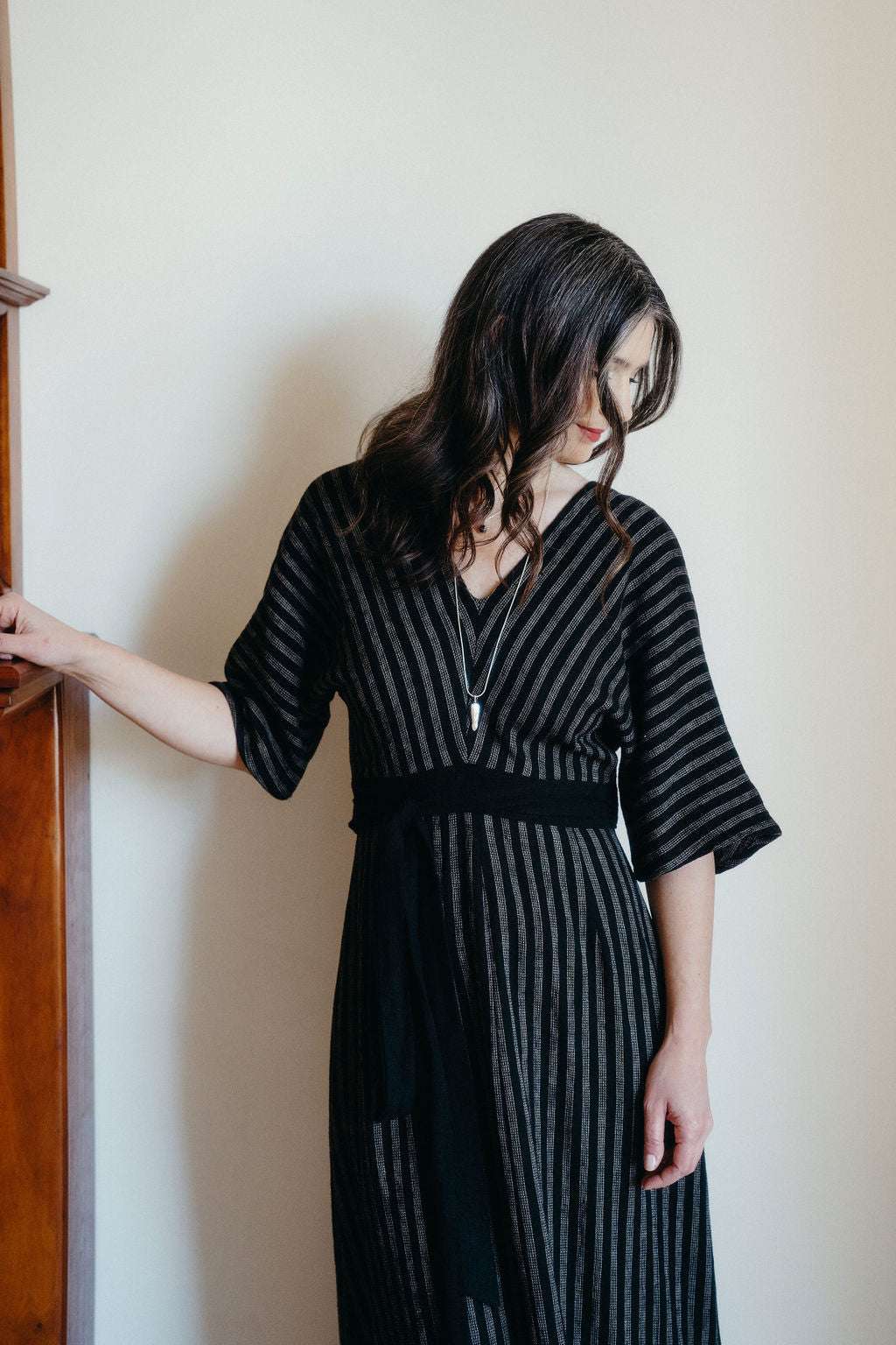 Field Day Dress Diana Dress in Black 2 Tone Stripe Cotton