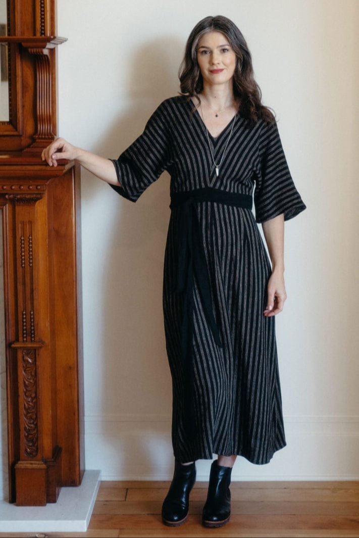 Field Day Dress Diana Dress in Black 2 Tone Stripe Cotton