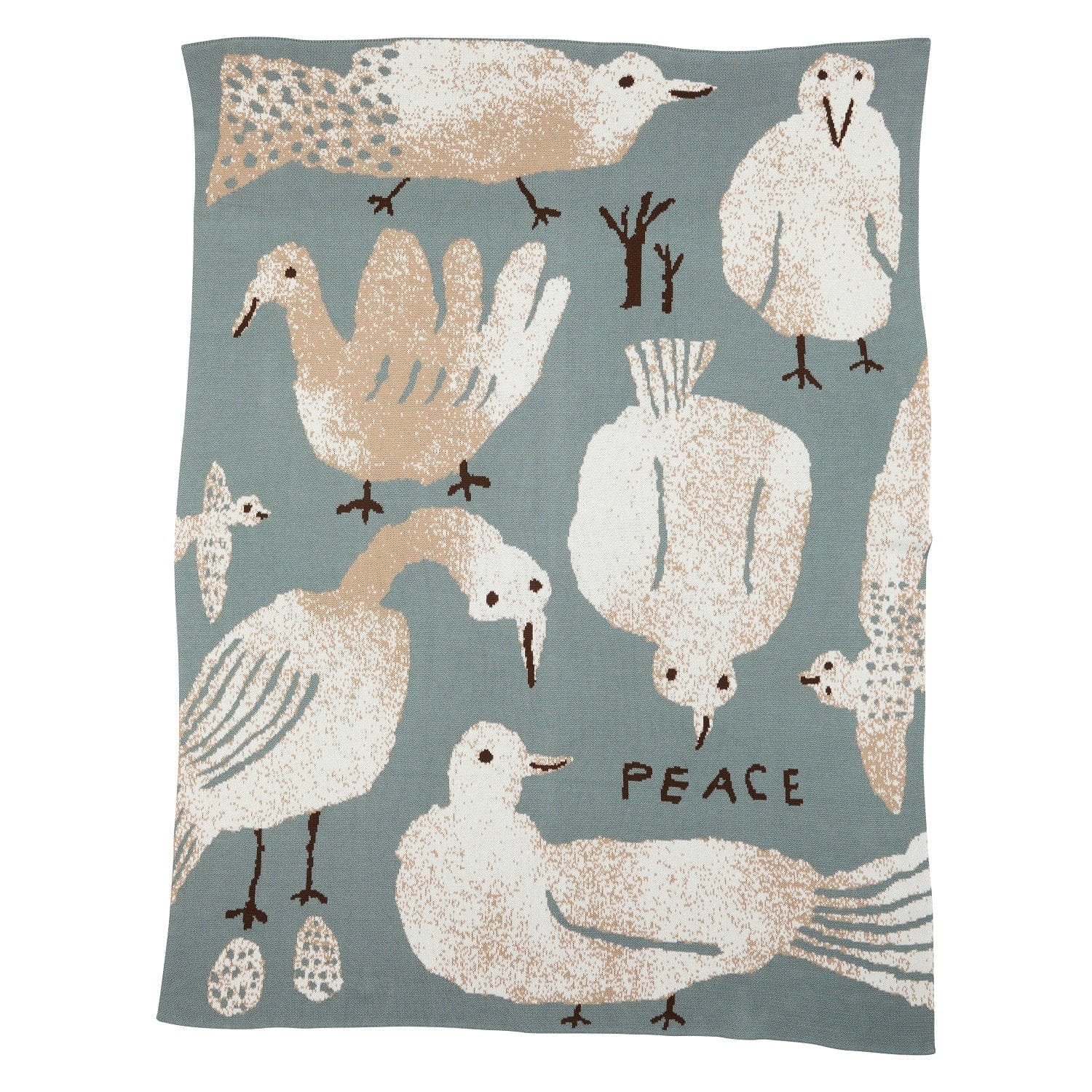 Biquette Throw Blanket Dove in Egyptian Cotton Peace Throw Blanket