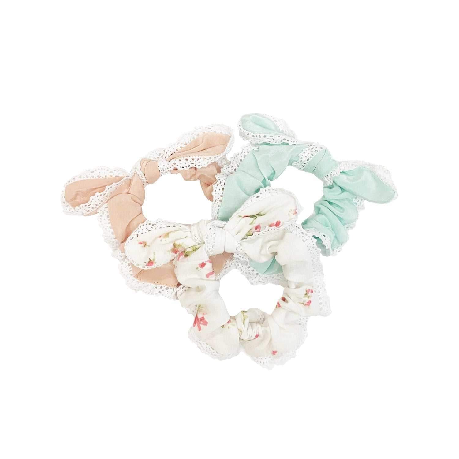 Penelope Silk Bow-Tie Lace Scrunchie