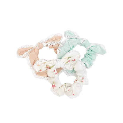 Penelope Silk Bow-Tie Lace Scrunchie