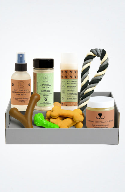 Pet Pampering Gift Box -All-Natural Pet Wellness Kit – Soothing Balms &amp; Herbal Coat Powder