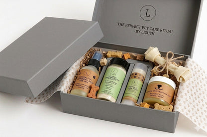 Pet Pampering Gift Box -All-Natural Pet Wellness Kit – Soothing Balms &amp; Herbal Coat Powder