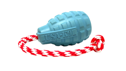 USA-K9 Grenade Shaped Rubber Dog Toy - Chew, Treat Dispenser &amp; Tug Toy | USA