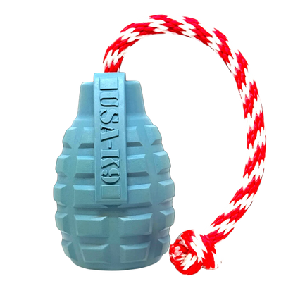 USA-K9 Grenade Shaped Rubber Dog Toy - Chew, Treat Dispenser &amp; Tug Toy | USA