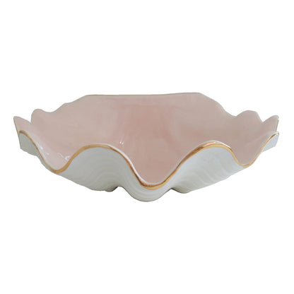 Ruby Clay Company Accessory Small / Pink Clam Shell Bowl with 22K Gold Accent