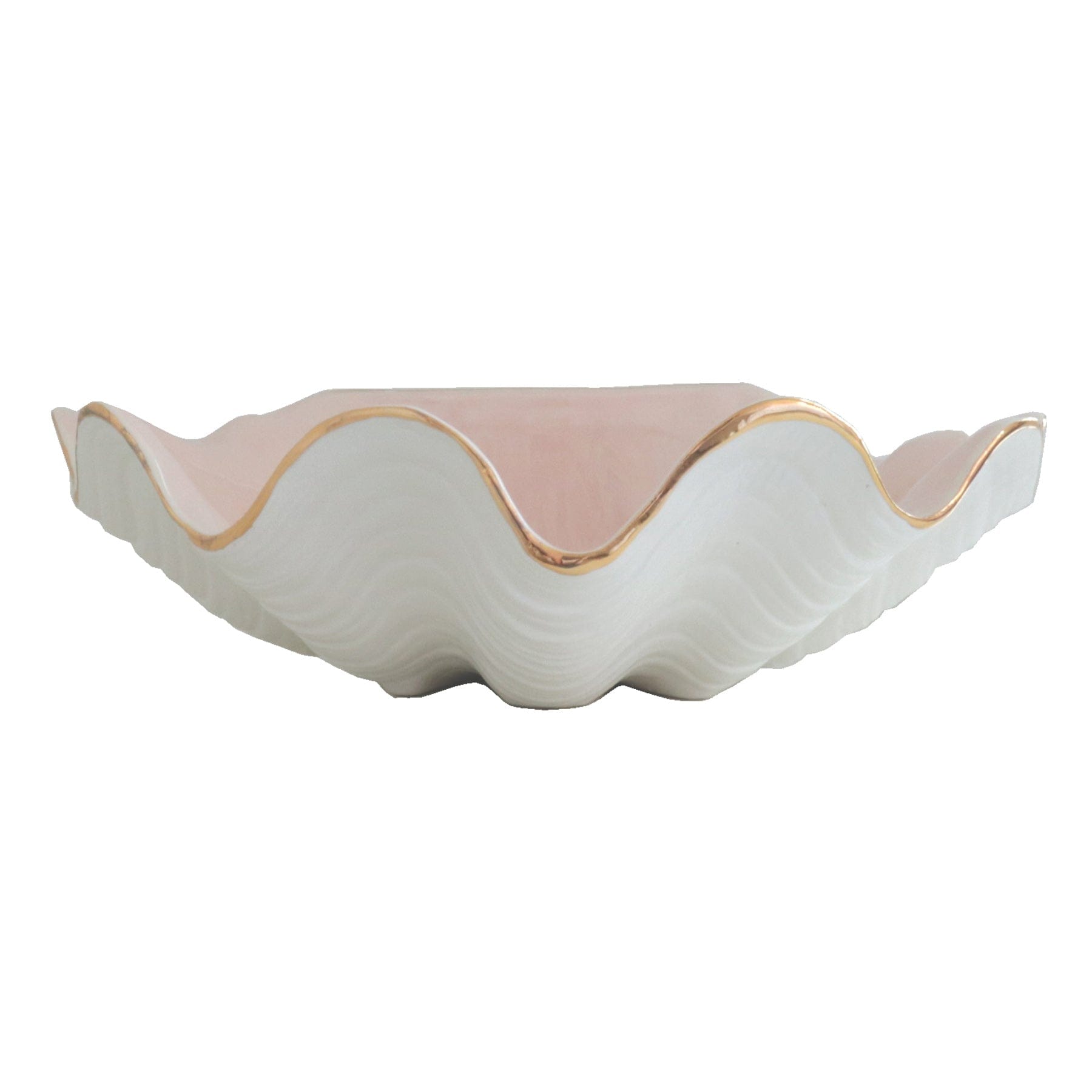 Ruby Clay Company Accessory Large / Pink Clam Shell Bowl with 22K Gold Accent