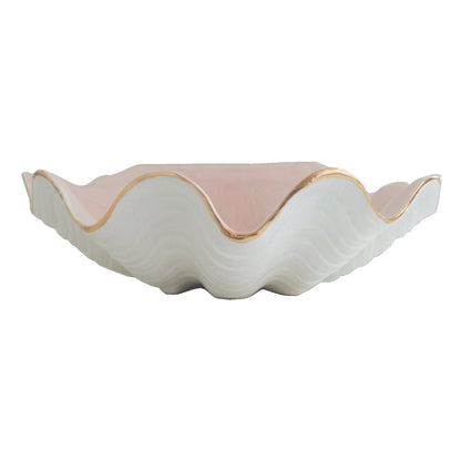Ruby Clay Company Accessory Large / Pink Clam Shell Bowl with 22K Gold Accent