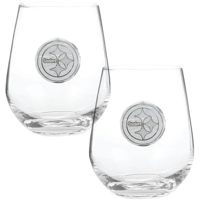 Pittsburgh Steelers 2-Piece Stemless Wine Glass Set (Aluminum)