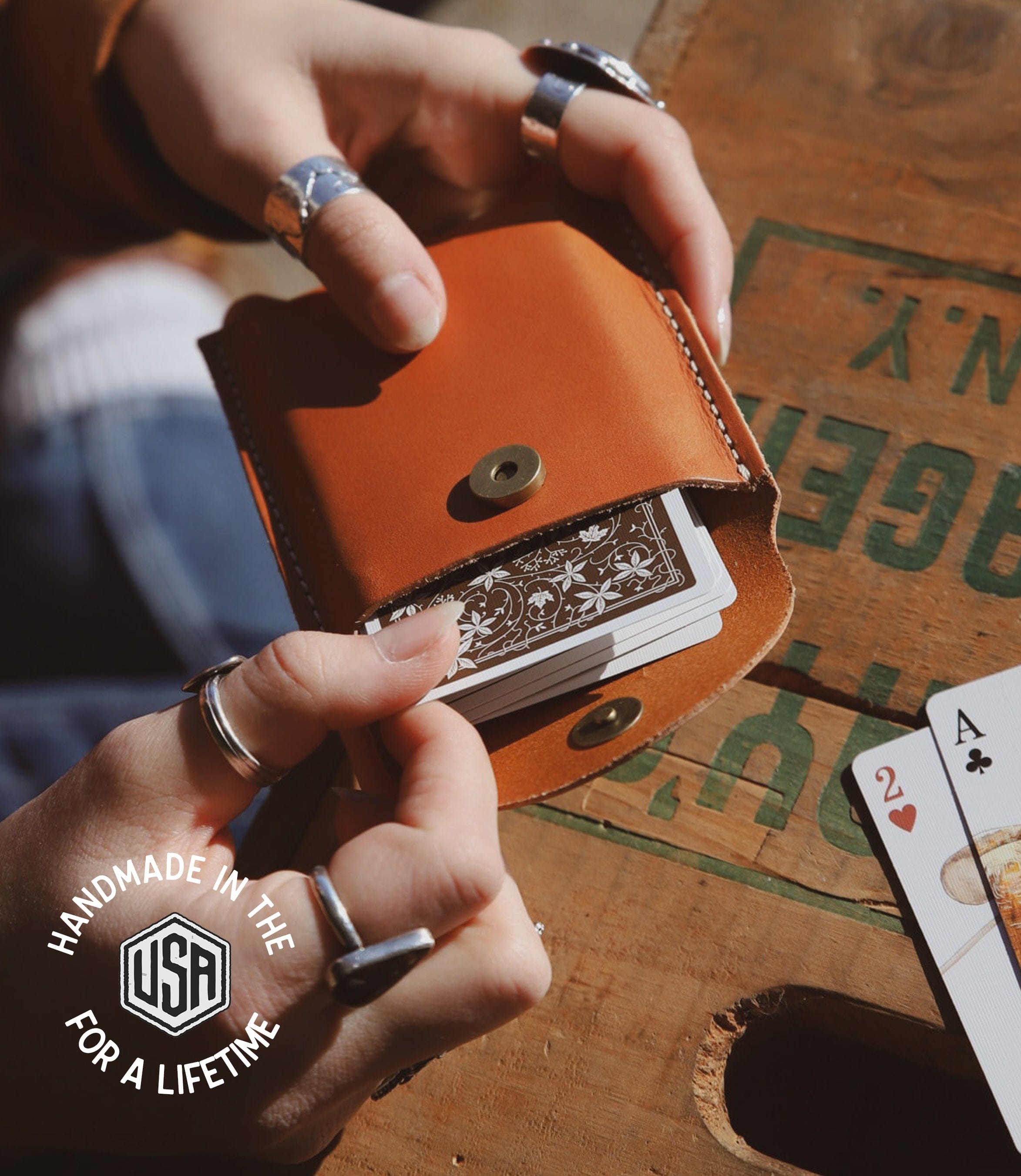 The Local Branch Leather Leather Playing Card Case - USA Made