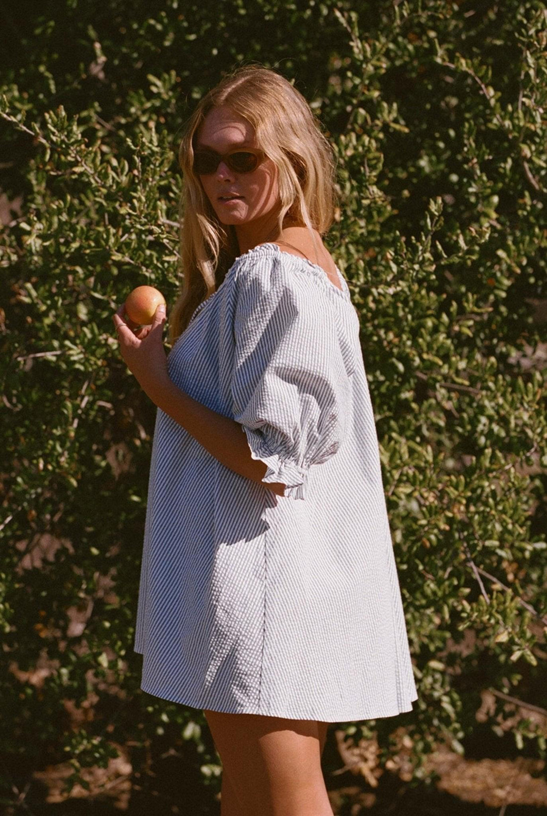 Portofino Seersucker Dress - Blue &amp; White