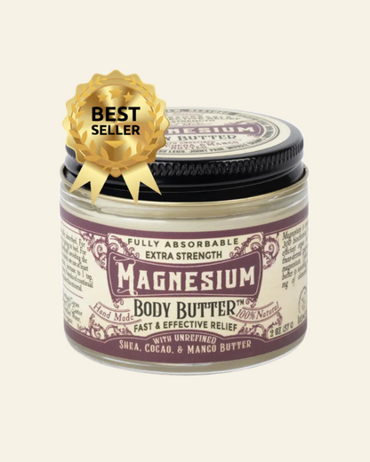 Jar of magnesium body butter with a gold &