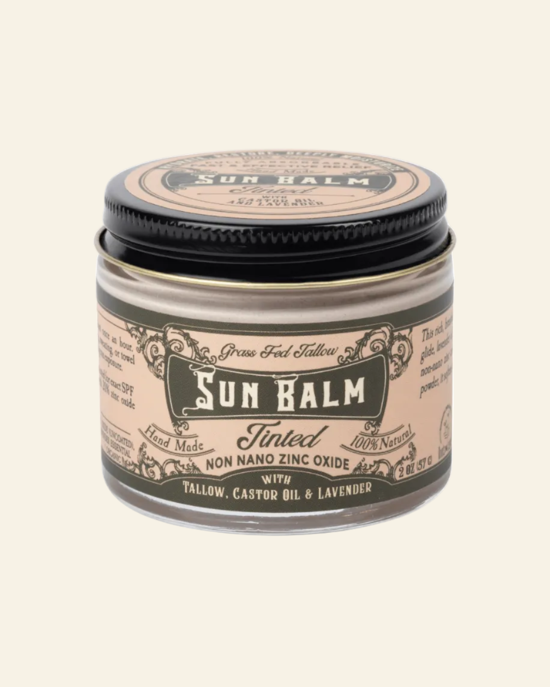 Sun Balm jar with black lid on a white background