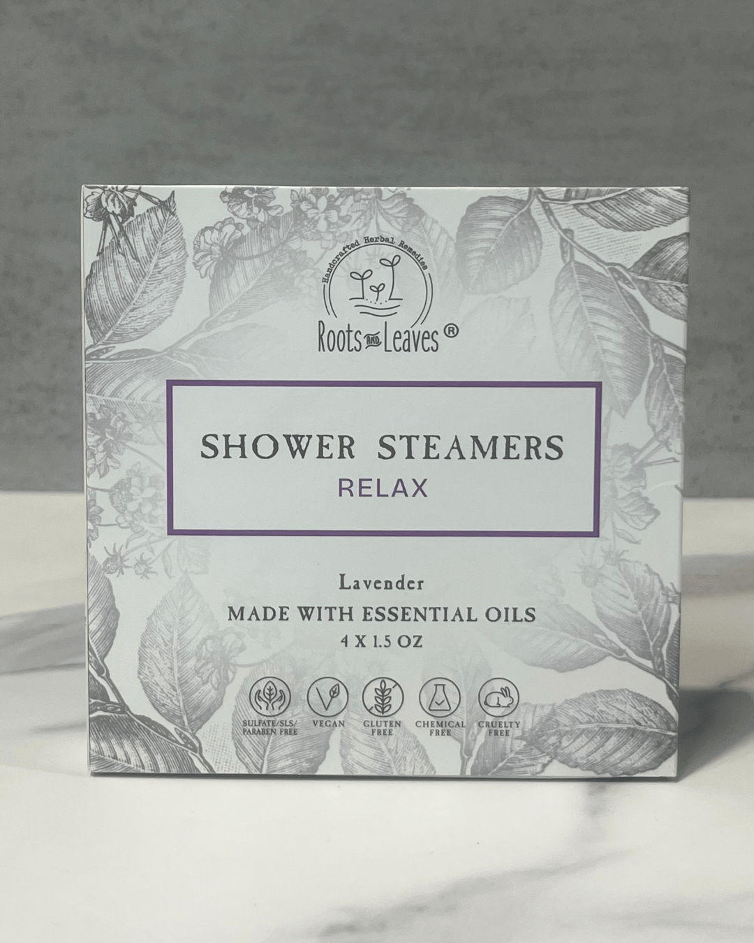 Roots and Leaves, LLC Relax - Lavender Shower Steamer &amp; Bath Bomb