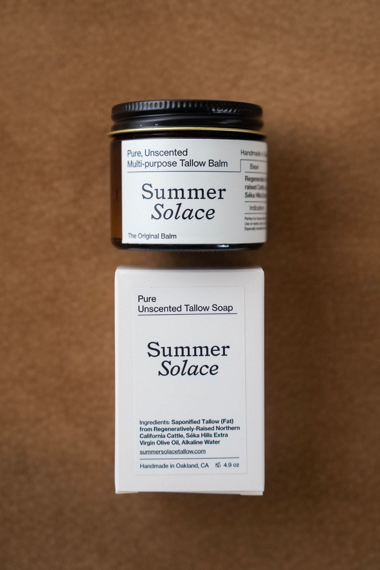 Summer Solace Tallow Tallow Balm Pure Unscented – Slow Body Care® Set with Regenerative Tallow® Bundle