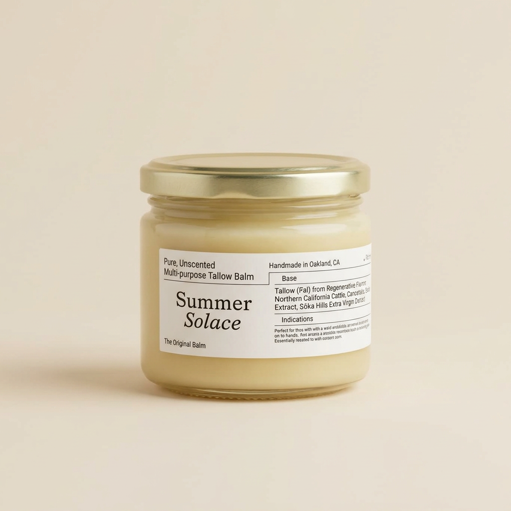 Pure Unscented – Family Size Tallow Balm | 11.5 oz Bulk in Clear Glass