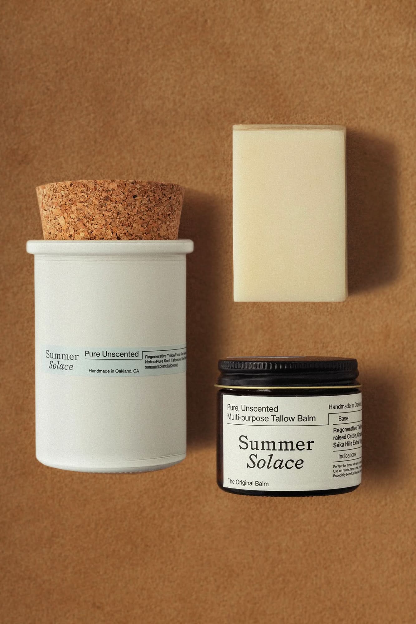 Summer Solace Tallow Gift Sets Pure Unscented – Slow Body Care® Collection with Regenerative Tallow® Bundle