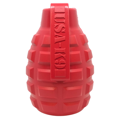 USA-K9 Grenade Rubber Dog Chew Toy | K9 Handler eDispenser Toy | Red &amp; Blue | USA Made