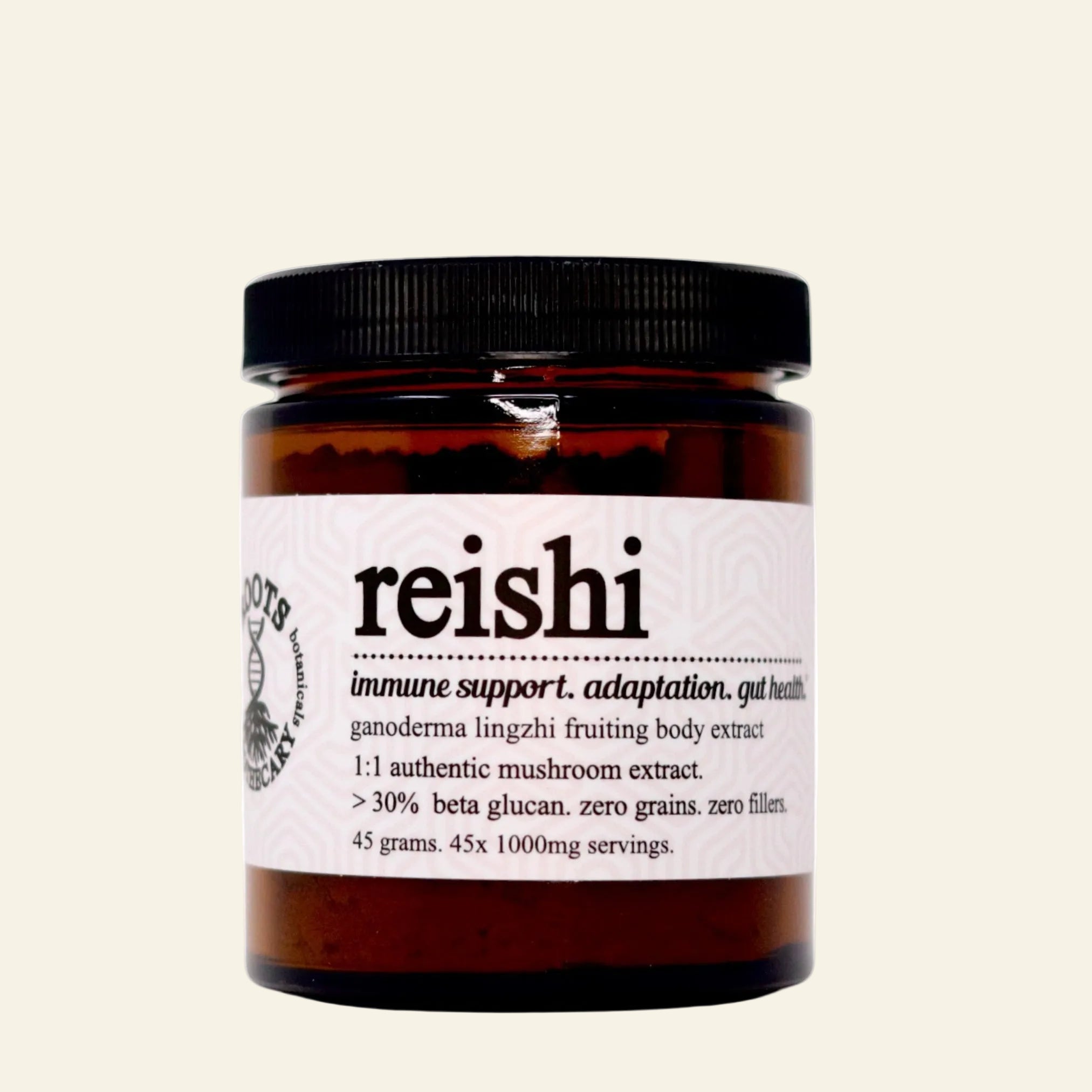 Jar of reishi mushroom extract on a white background