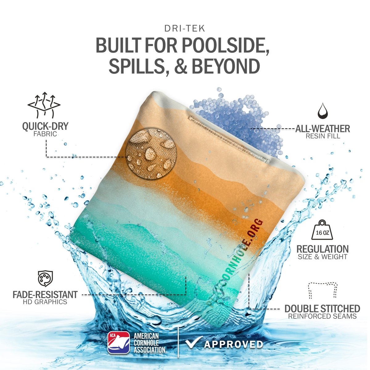 Rippling Stripes Orange Aqua NXT Dri-Tek Cornhole Bags