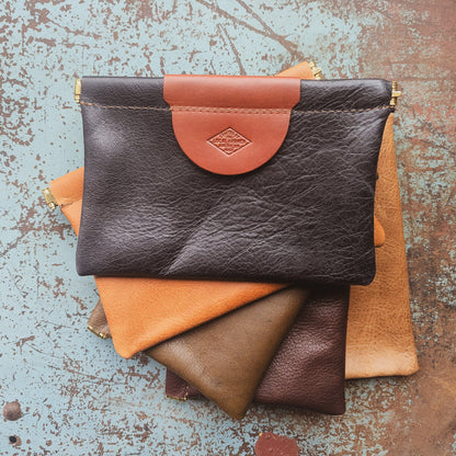 The Local Branch Leather Clutch Pop Pouch Clutch - USA Made