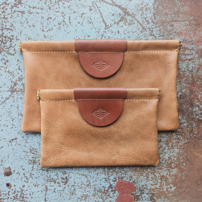 The Local Branch Leather Clutch Whiskey / Small Pop Pouch Clutch - USA Made