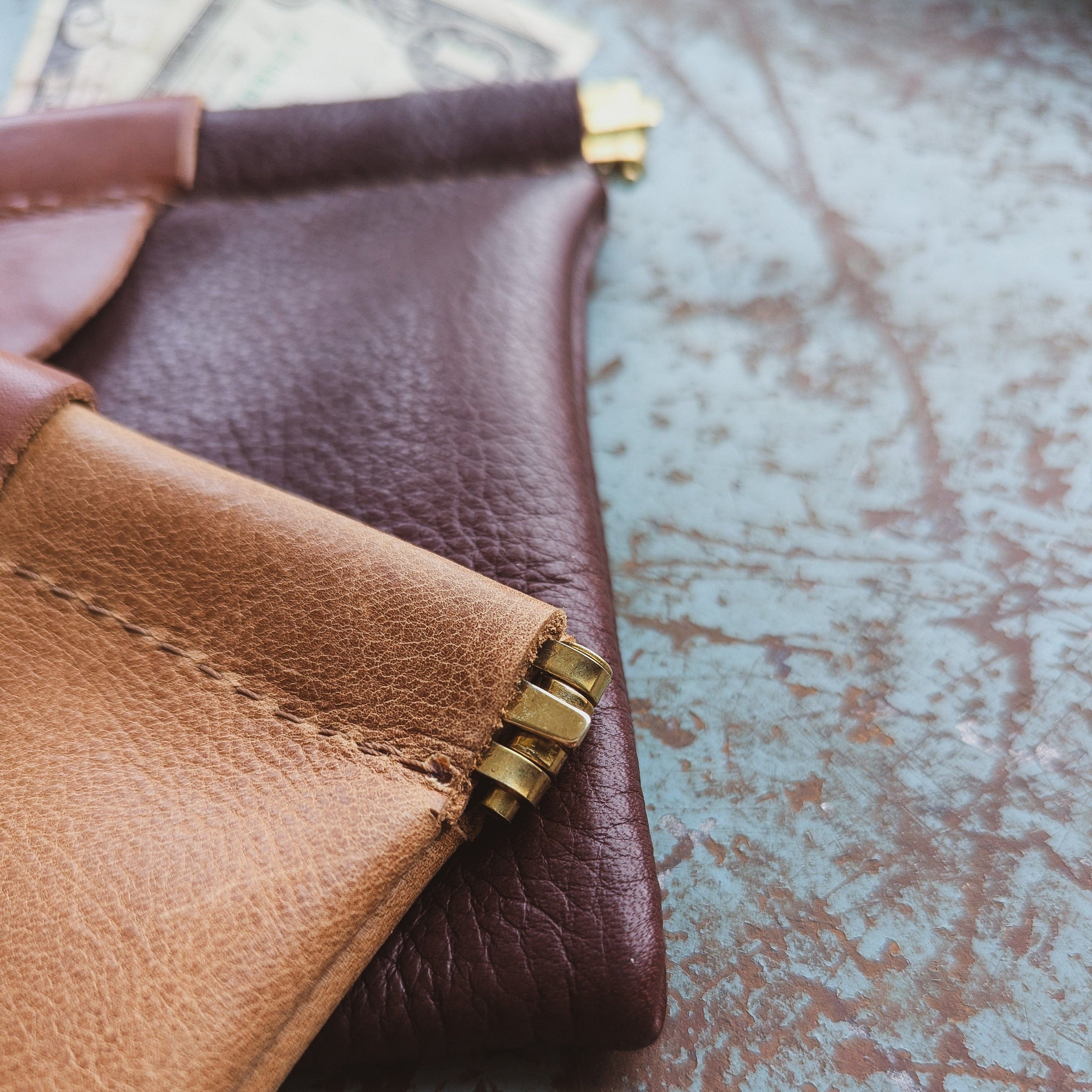 The Local Branch Leather Clutch Pop Pouch Clutch - USA Made