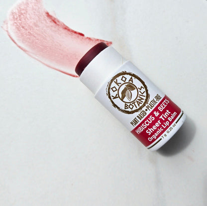 KOKOA BOTANICS Natural Sheer Tint Lip Balm - Hibiscus and Beets - Vegan - Plastic-Free