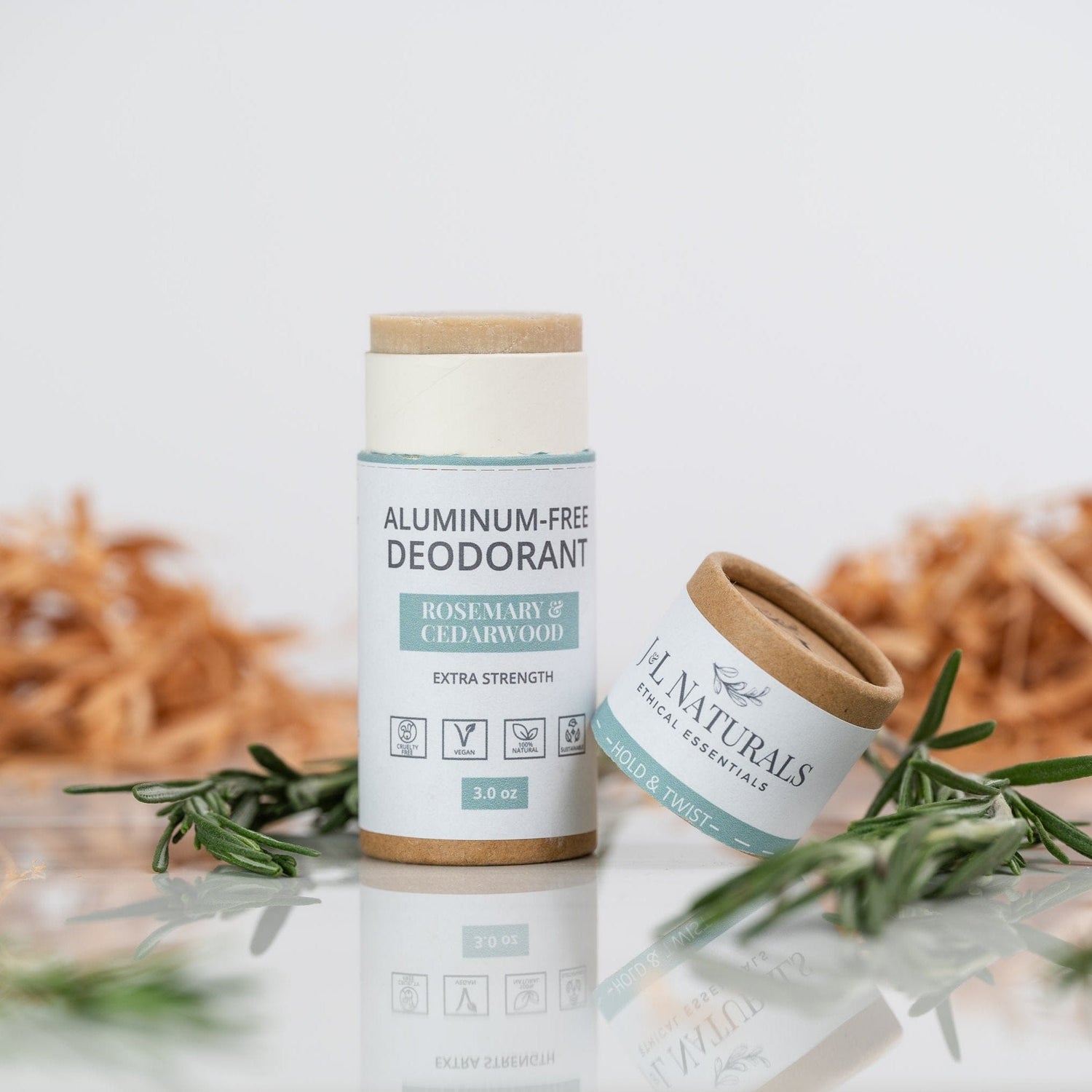 J&amp;L Naturals Deodorant Rosemary &amp; Cedarwood / Travel Size (1.5oz) Extra-Strength Deodorant