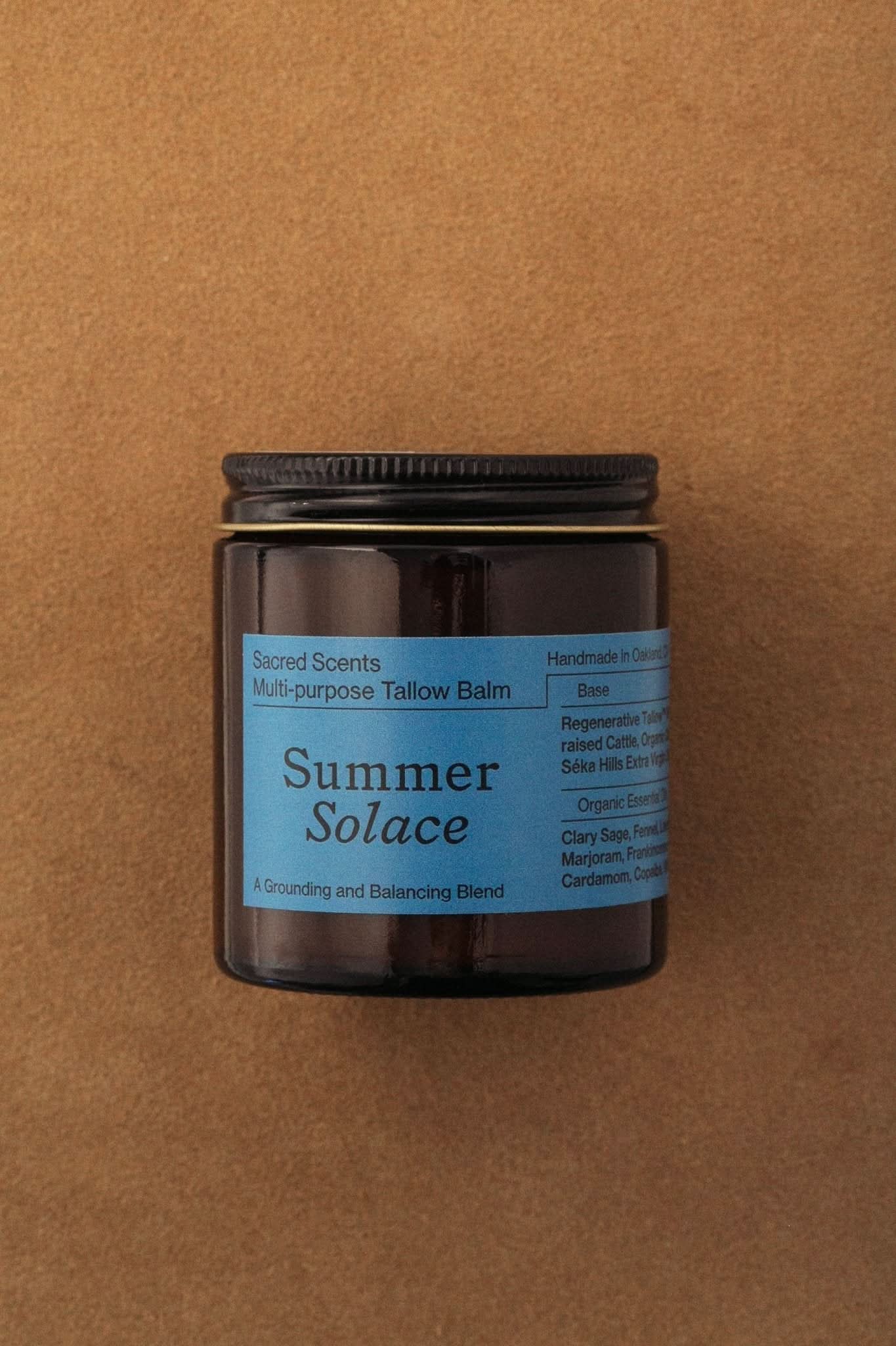 Summer Solace Tallow Tallow Balm Large 4 oz (Best Value) Sacred Scents Spiritual Balm – Clary Sage, Fennel &amp; Tulsi Holy Basil