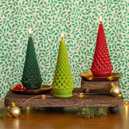 Accent Sculpted Tree Candle - Spicy Apple