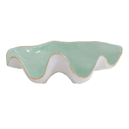 Ruby Clay Company Accessory Small / Sea Glass Clam Shell Bowl with 22K Gold Accent
