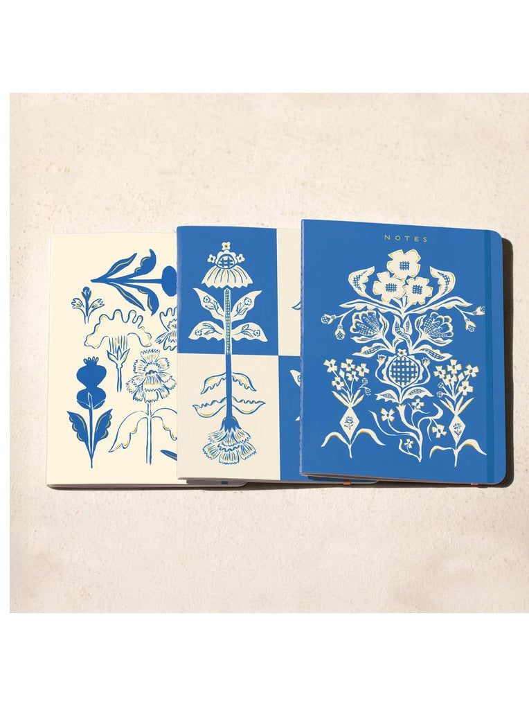 Blue Flowers Bouquet Sewn Trio Notebook Set - My American Goods