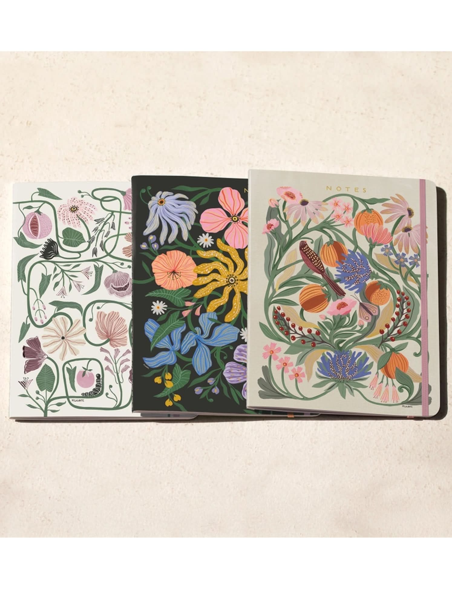 Ash &amp; Rose notebook Flora + Fauna Sewn Trio Notebook Set