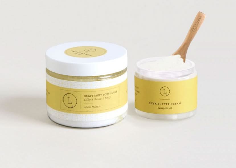 Lizush CREAMS &amp; OILS Reviving set with Grapefruit shea butter and Body scrub