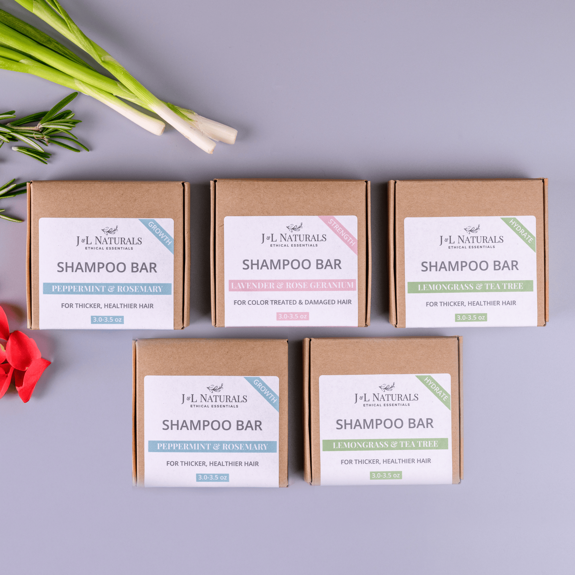 J&amp;L Naturals Shampoo Bar Variety / Full Size Sulfate-Free Shampoo Bar Bundle (5-Pack)